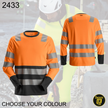 Snickers 2433 High-Vis Class 2 Long Sleeve T Shirt