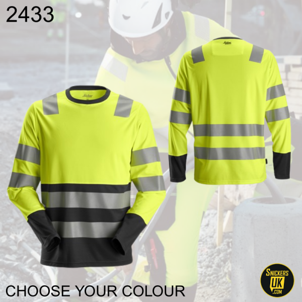 Snickers 2433 High-Vis Class 2 Long Sleeve T Shirt