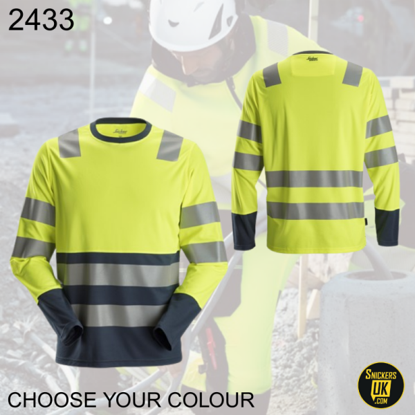 Snickers 2433 High-Vis Class 2 Long Sleeve T Shirt